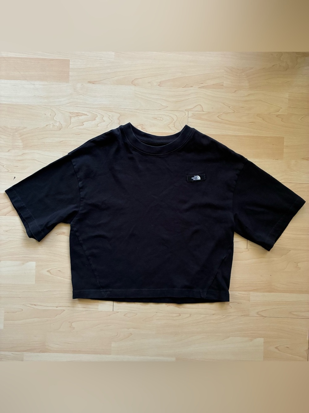 The North Face Black Cotton Cropped Logo Short Sleeve T-Shirt Women XS